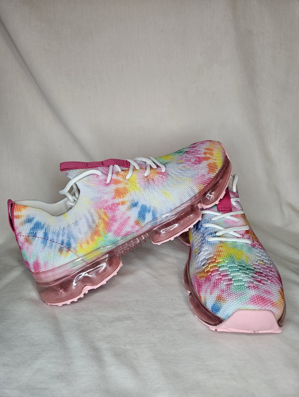 LA SHEELAH Flow-19 Tie Dye Sneakers Clear Pink Bubble Sole NIB Size 8.5